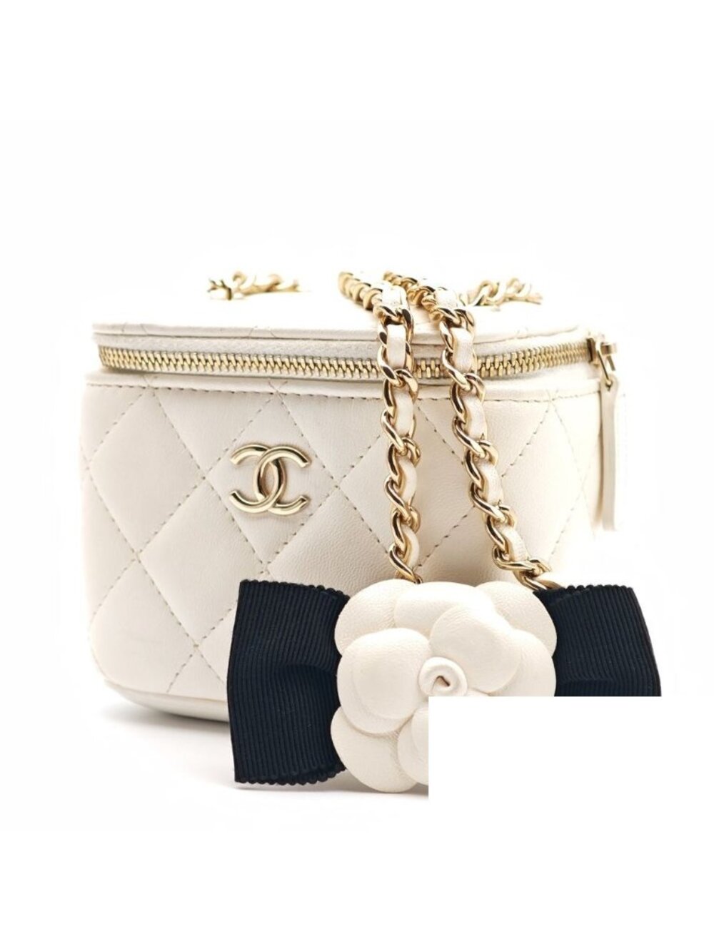 Chanel Mini Quilted Lambskin Leather Shoulder Bag White